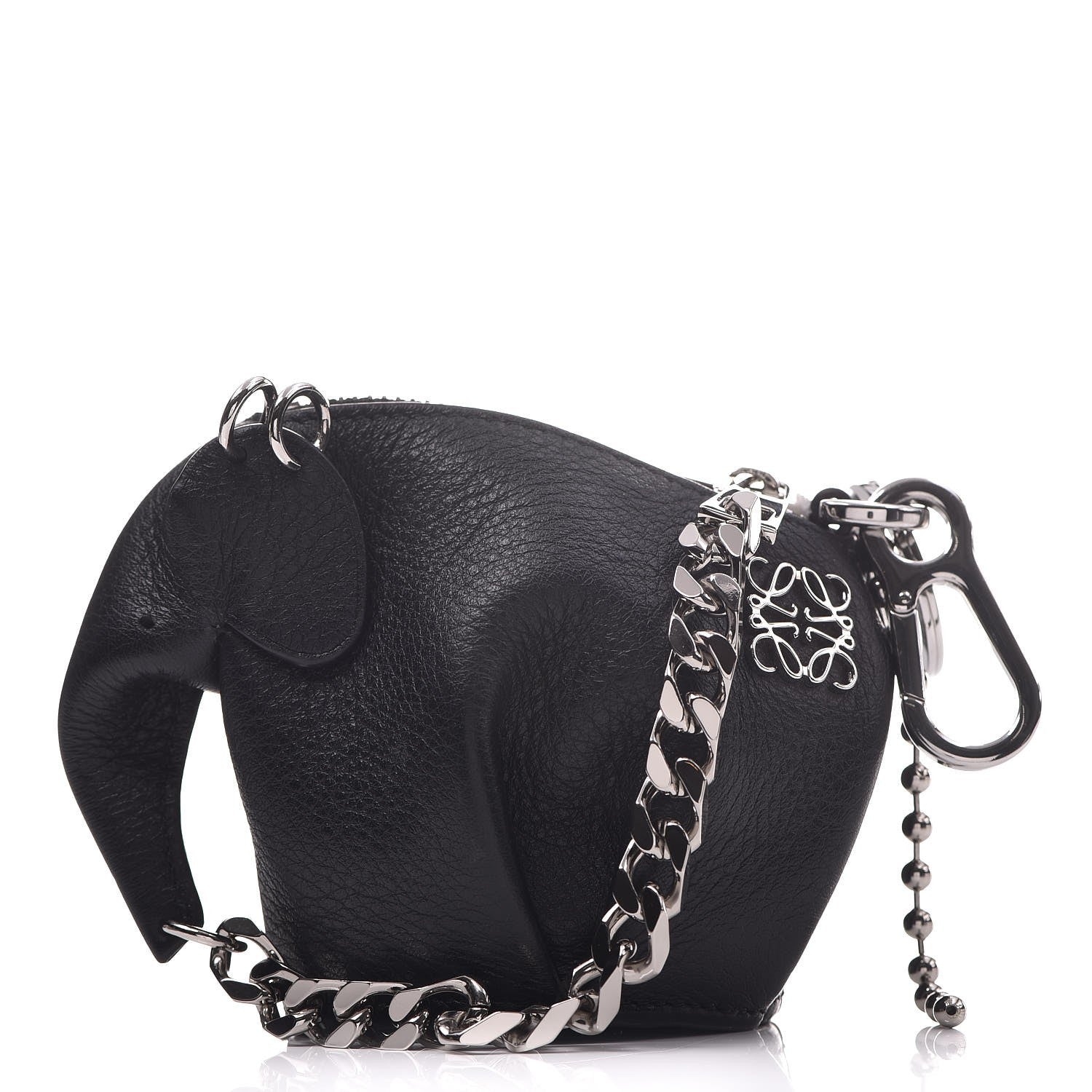 Loewe Calfskin Mini Punk Elephant Coin Purse Bag Charm Black 1 of 9