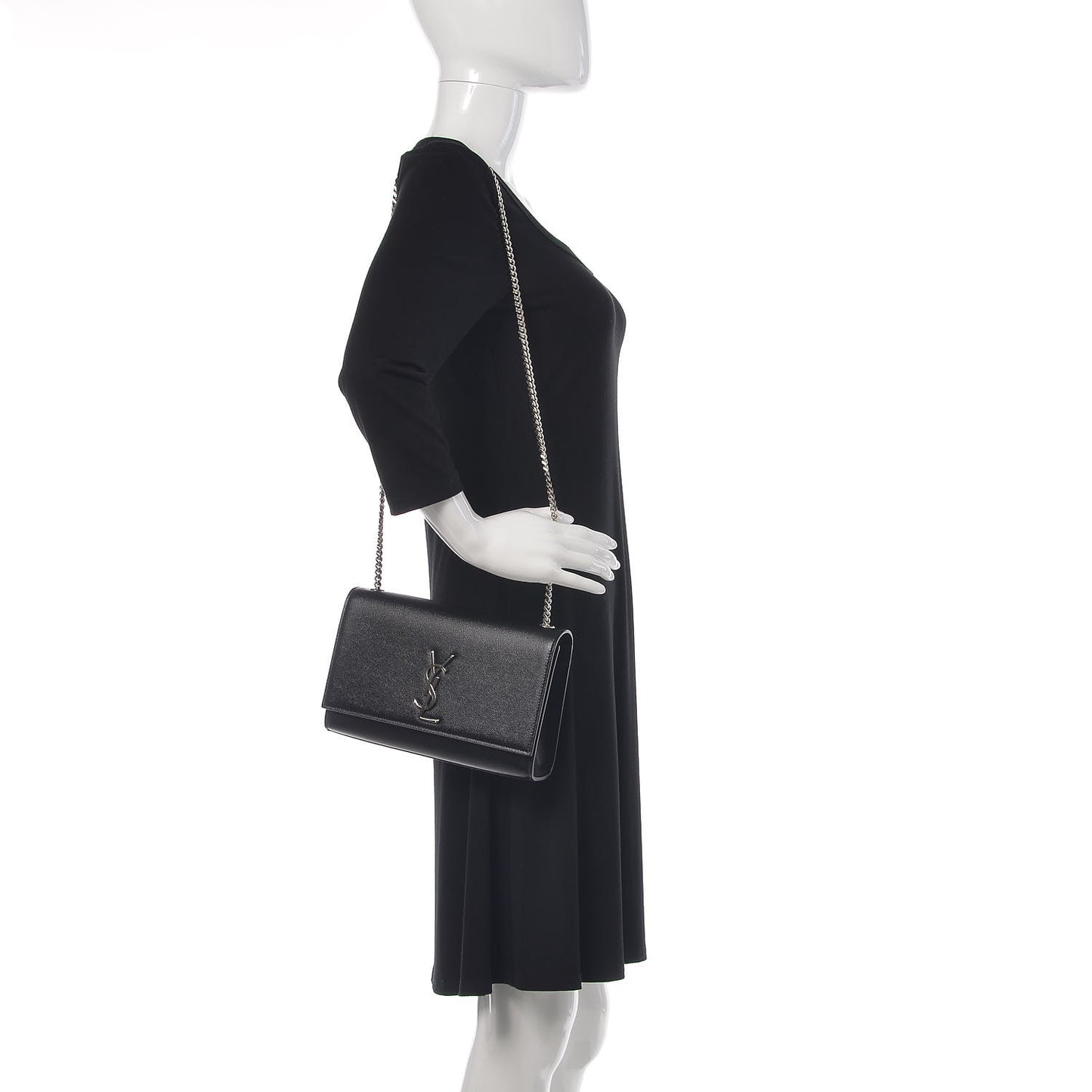 Grain De Poudre Medium Classic Monogram Kate Satchel Black