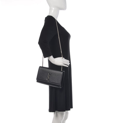Saint Laurent Grain De Poudre Medium Classic Monogram Kate Satchel Black 2 of 11