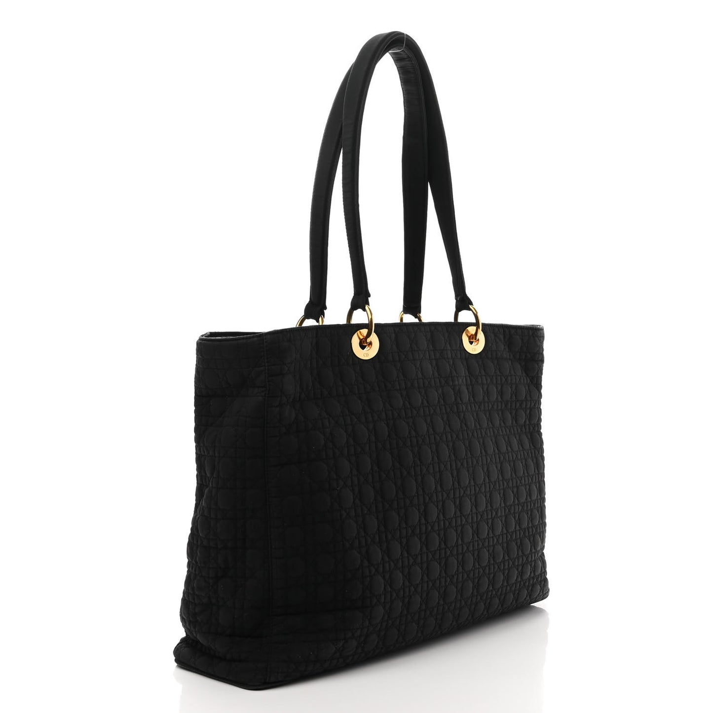 Nylon Cannage Large Lady Dior Tote Black