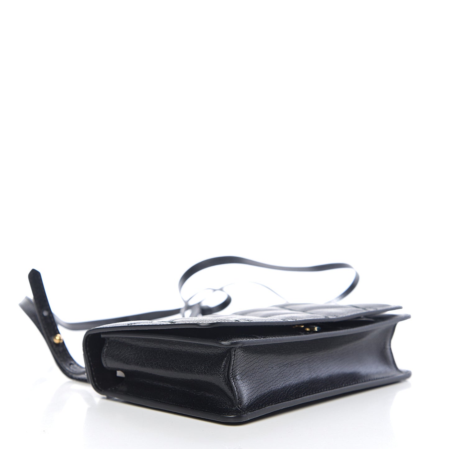 Goatskin Quilted GV3 Strap Wallet Black