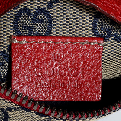 Gucci GG Monogram Web Double Pocket Belt Bag Navy Red 6 of 7