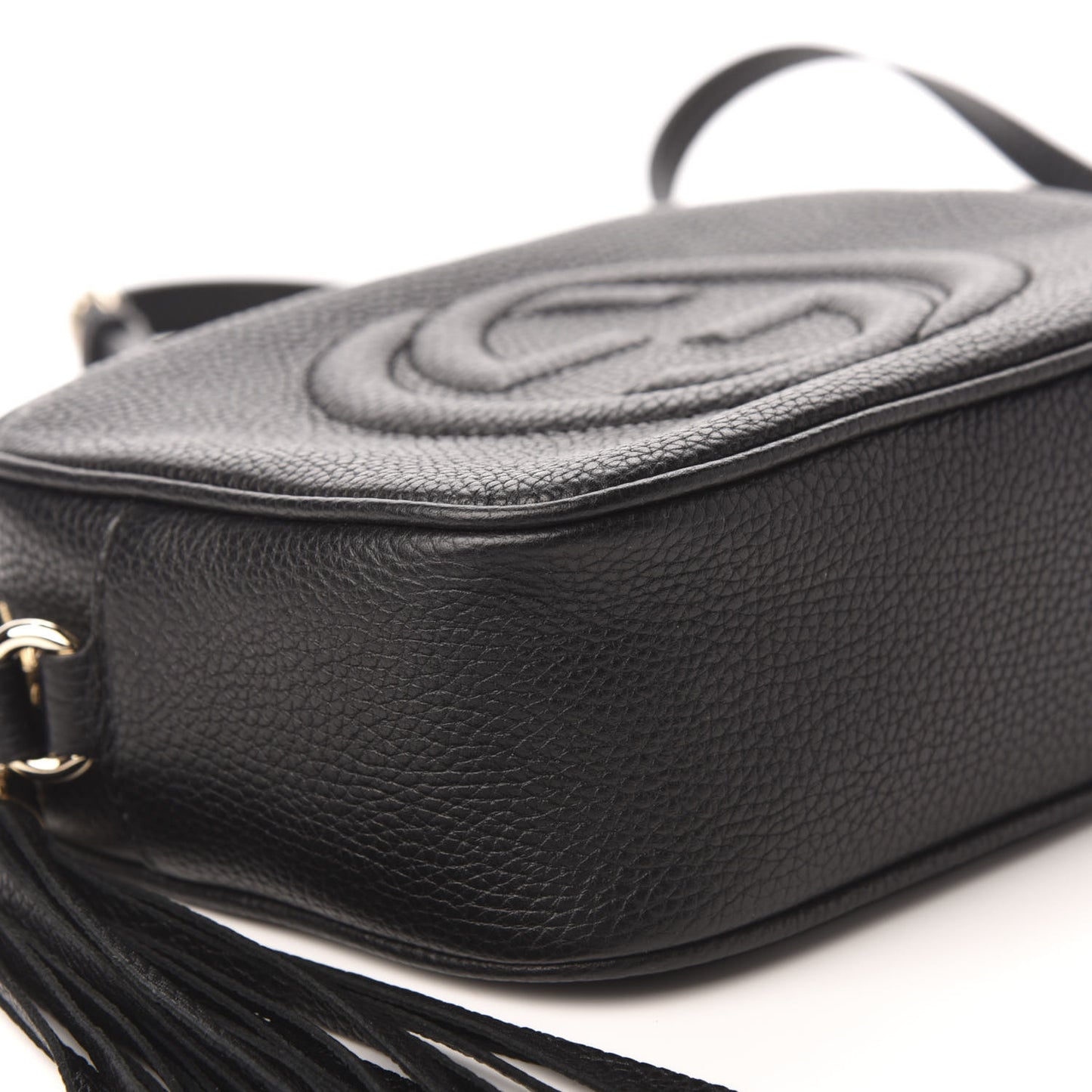 Pebbled Calfskin Small Soho Disco Bag Black