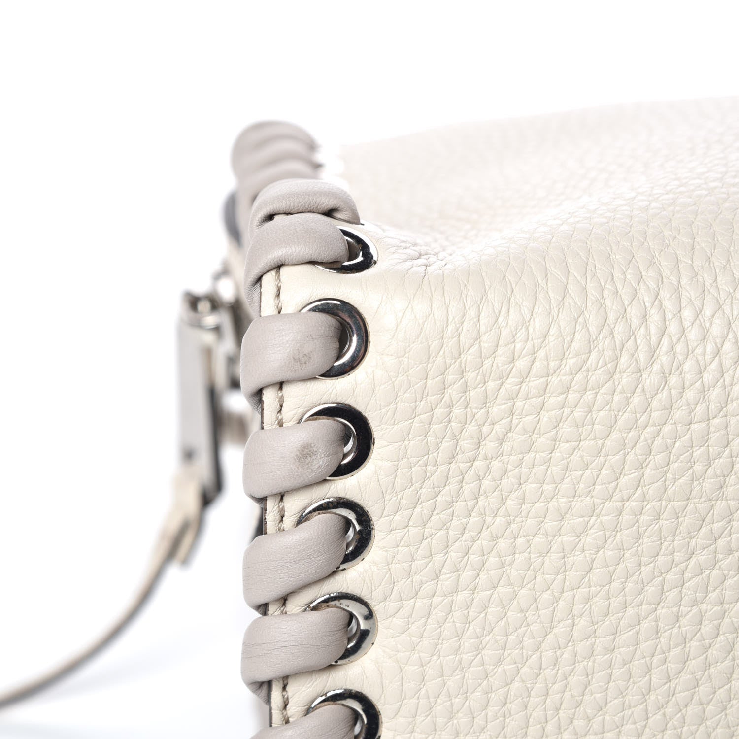 Fendi Cuoio Romano Selleria Vitello Dolce Lace Up Lei Boston Tote Camelia Milk Grigio Polvere 10 of 12