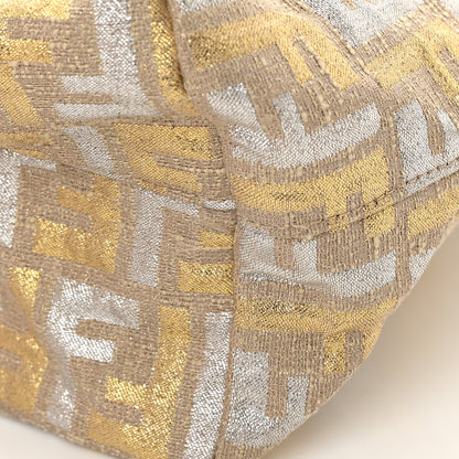 Fendi Metallic Canvas Zucca Roll Tote Beige Oro 17 of 18