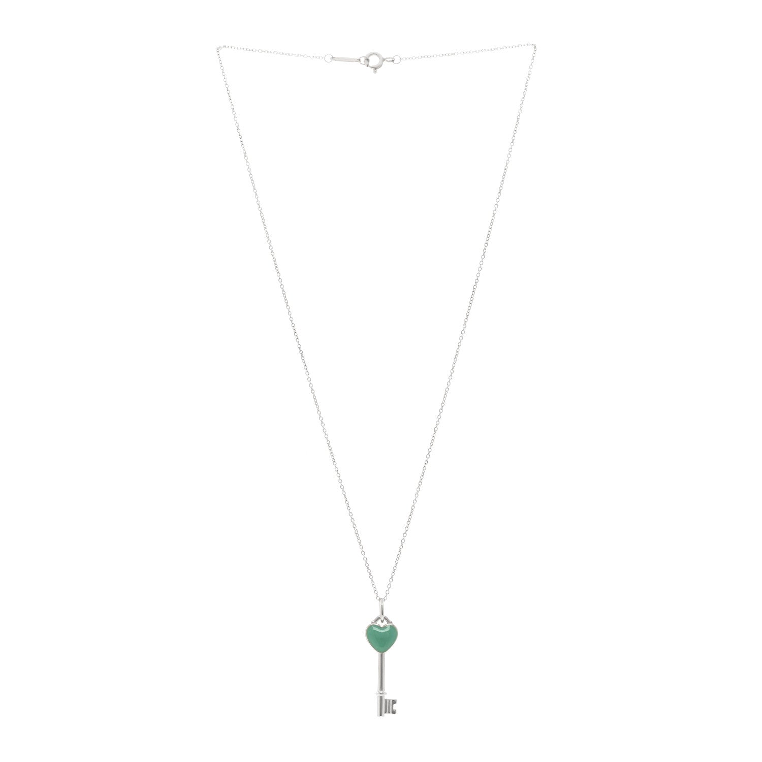 Tiffany Sterling Silver Enamel Heart Key Pendant Necklace Blue 3 of 6