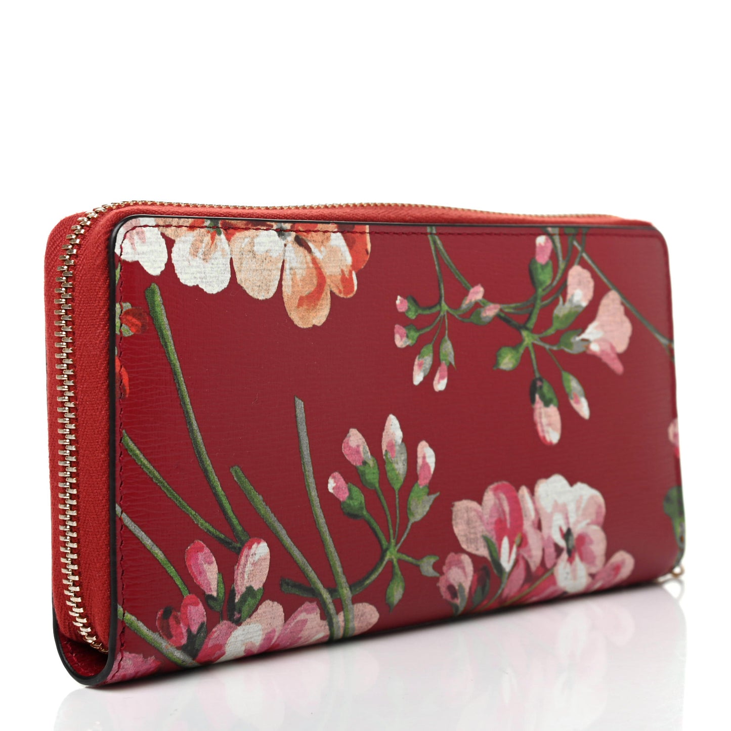 Calfskin Blooms Print Icon Zip Around Wallet Romantic Cherry Multicolor