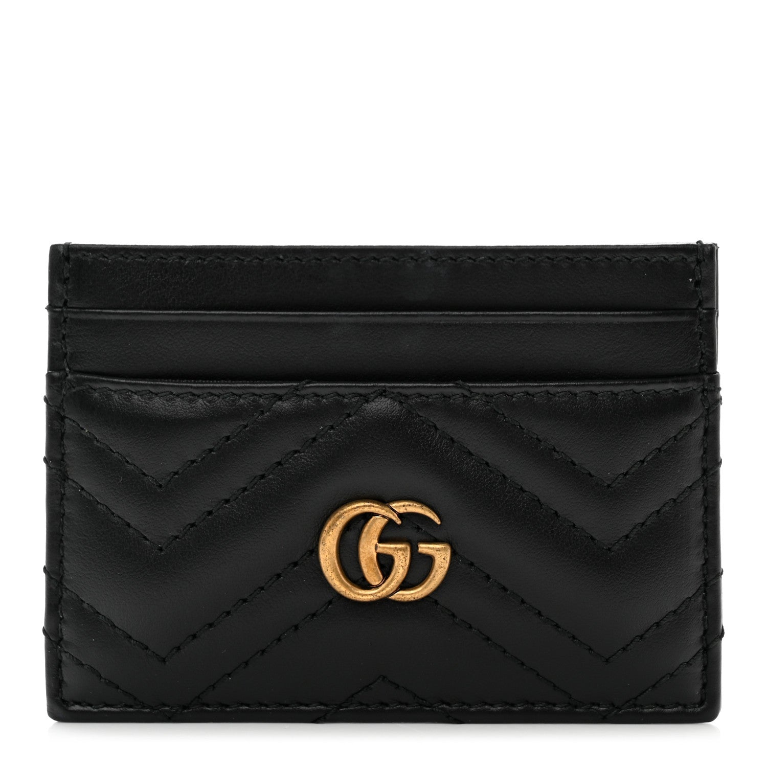 Gucci Calfskin Matelasse GG Marmont Card Holder Black 1 of 7