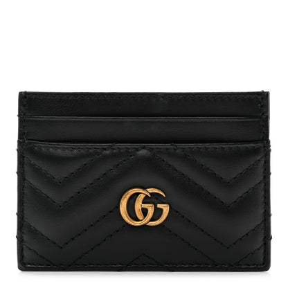 Gucci Calfskin Matelasse GG Marmont Card Holder Black 1 of 7
