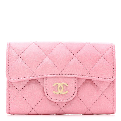 Chanel Cloudy Pearly Goatskin Quilted Flap Card Holder Wallet Light Pink 1 of 9