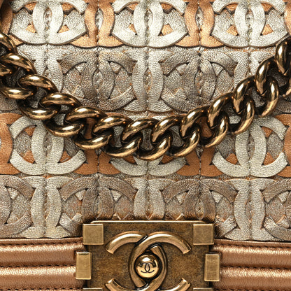 Chanel Metallic Lambskin Small Golden CC Boy Flap Dark Gold 8 of 10
