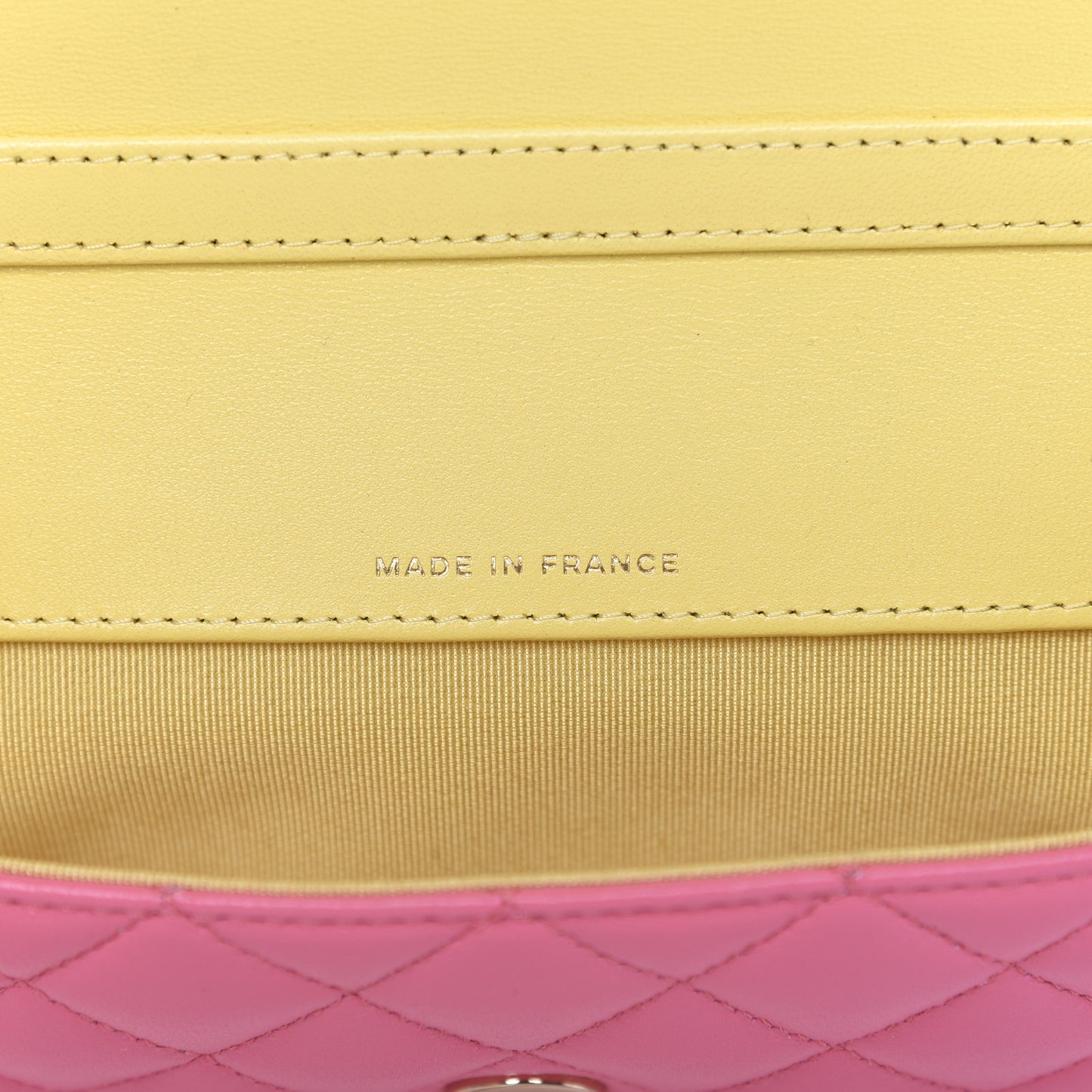 Lambskin Quilted Glasses Case With Chain Pink Yellow