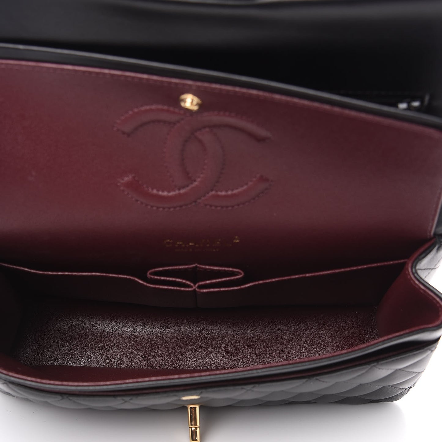 Lambskin Quilted Medium Double Flap Black