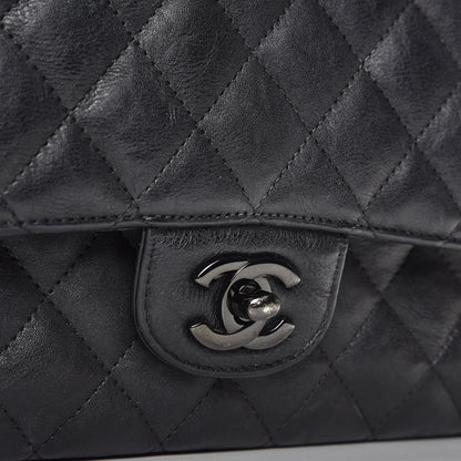 Chanel Crumpled Calfskin Quilted Medium Double Flap So Black 9 of 12