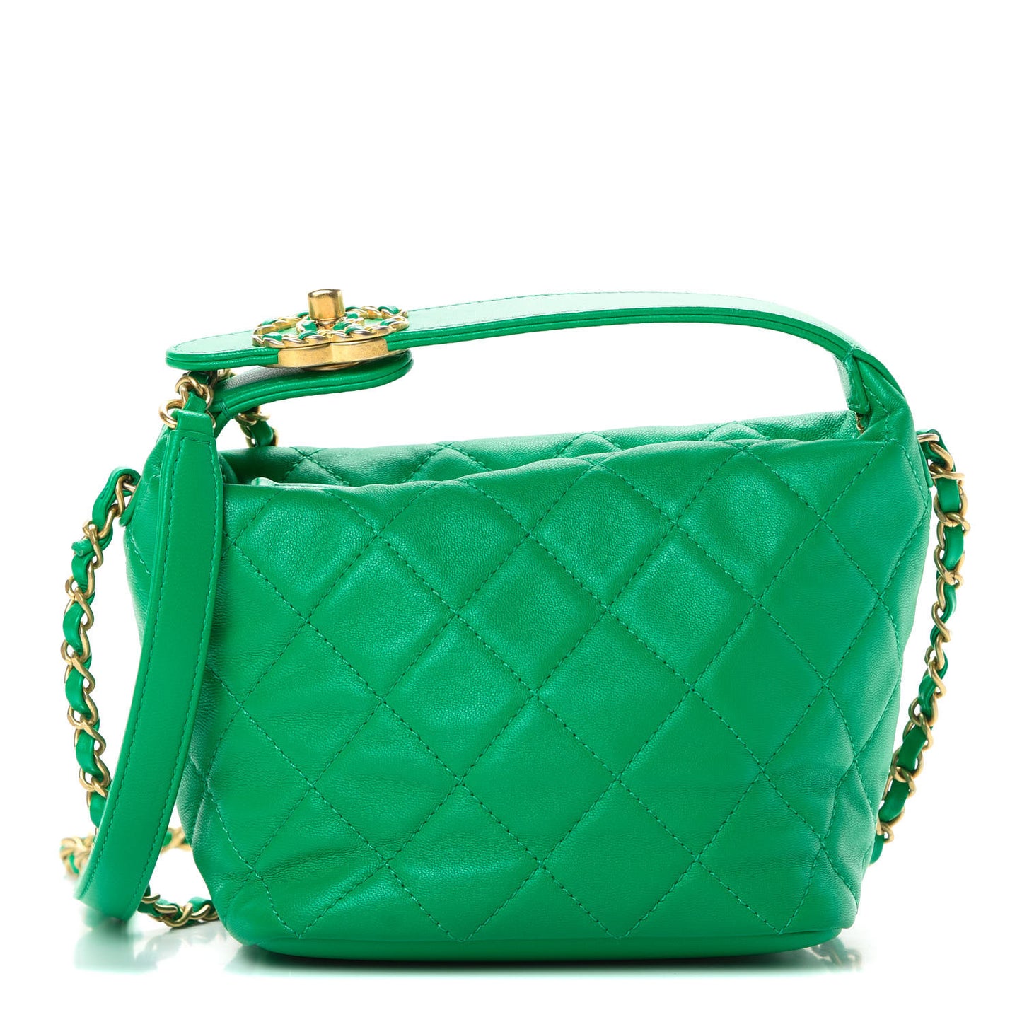 Lambskin Quilted Small Perfect Meeting Hobo Green