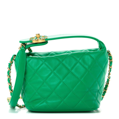 Chanel Lambskin Quilted Small Perfect Meeting Hobo Green 2 of 13