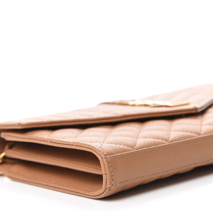 Saint Laurent Grain De Poudre Mixed Matelasse Triquilt Monogram Chain Wallet Dune 6 of 11