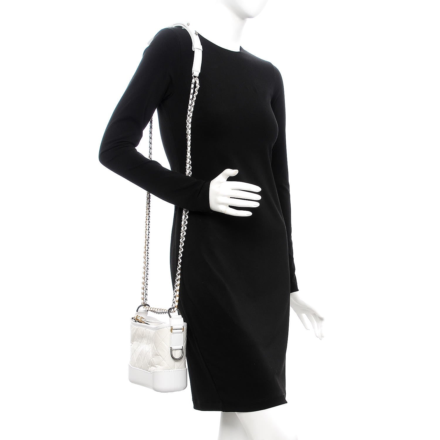 Chanel Aged Calfskin Quilted Small Gabrielle Hobo White 2 of 8