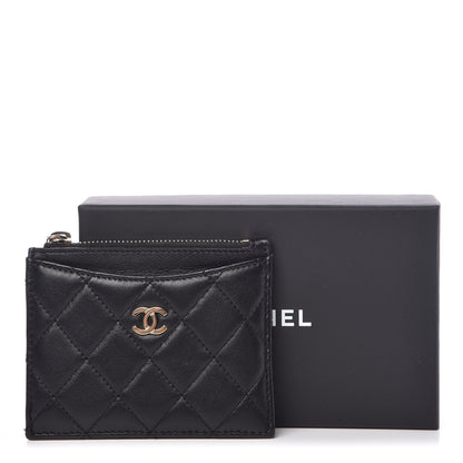 Chanel Lambskin Quilted Zip Card Holder Black 8 of 8