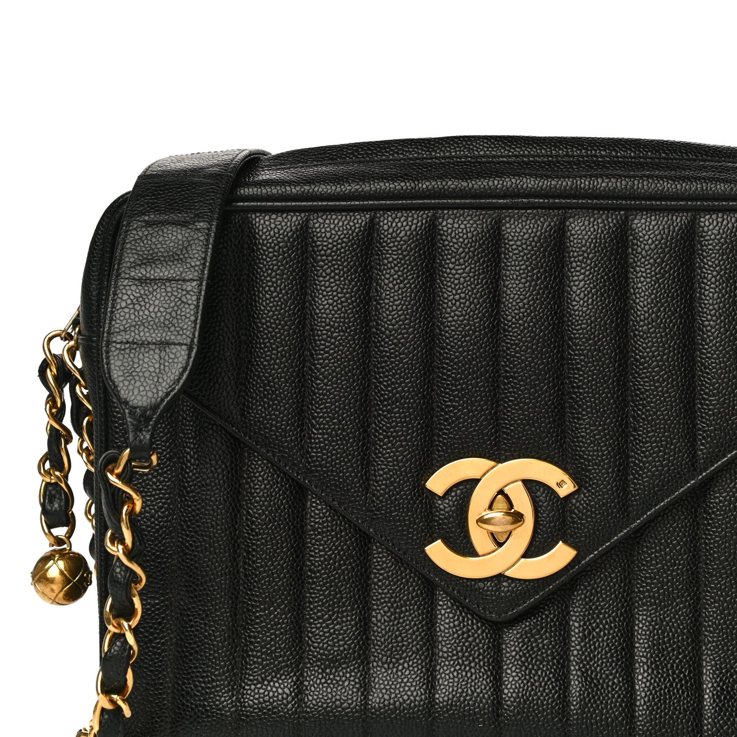 Caviar Vertical Quilted Camera Bag Black