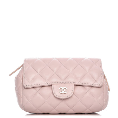 Chanel Lambskin Quilted Flap Cosmetic Case Light Pink 1 of 12