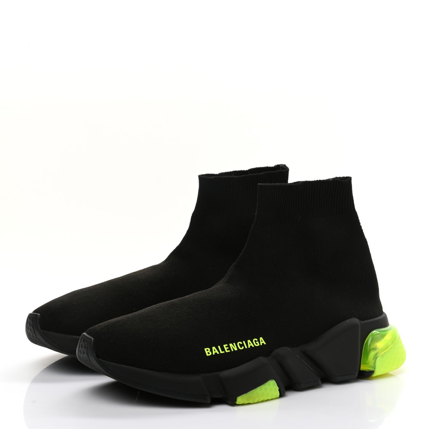 Neoprene Knit Womens Speed Clear Sole Sneakers 39 Black Yellow Fluo