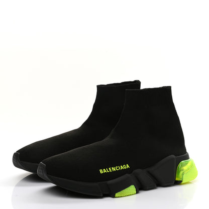 Balenciaga Neoprene Knit Womens Speed Clear Sole Sneakers 39 Black Yellow Fluo 3 of 11