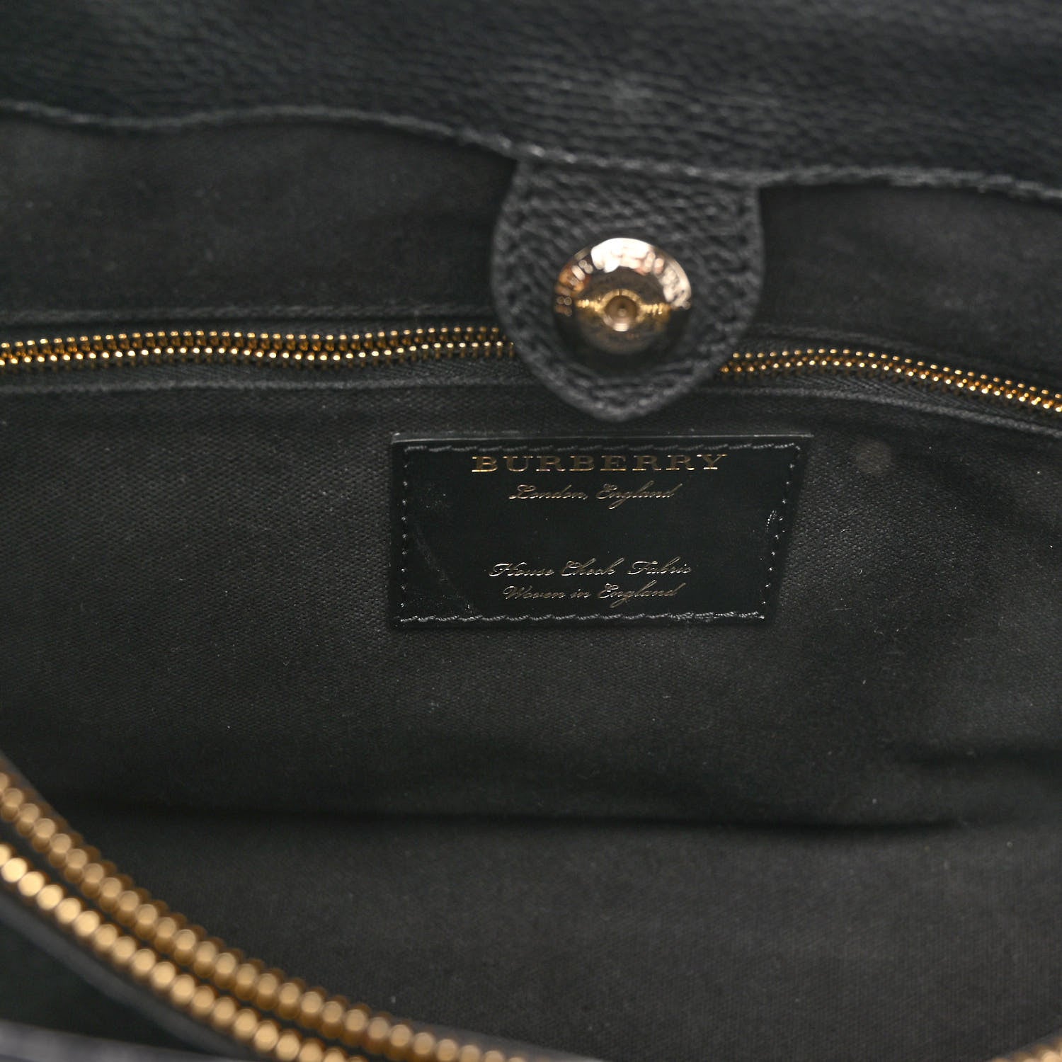 Burberry Grainy Calfskin House Check Medium Banner Tote Black 6 of 13