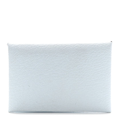 Hermes Chevre Mysore Verso Calvi Card Case Bleu Brume Brique 1 of 8