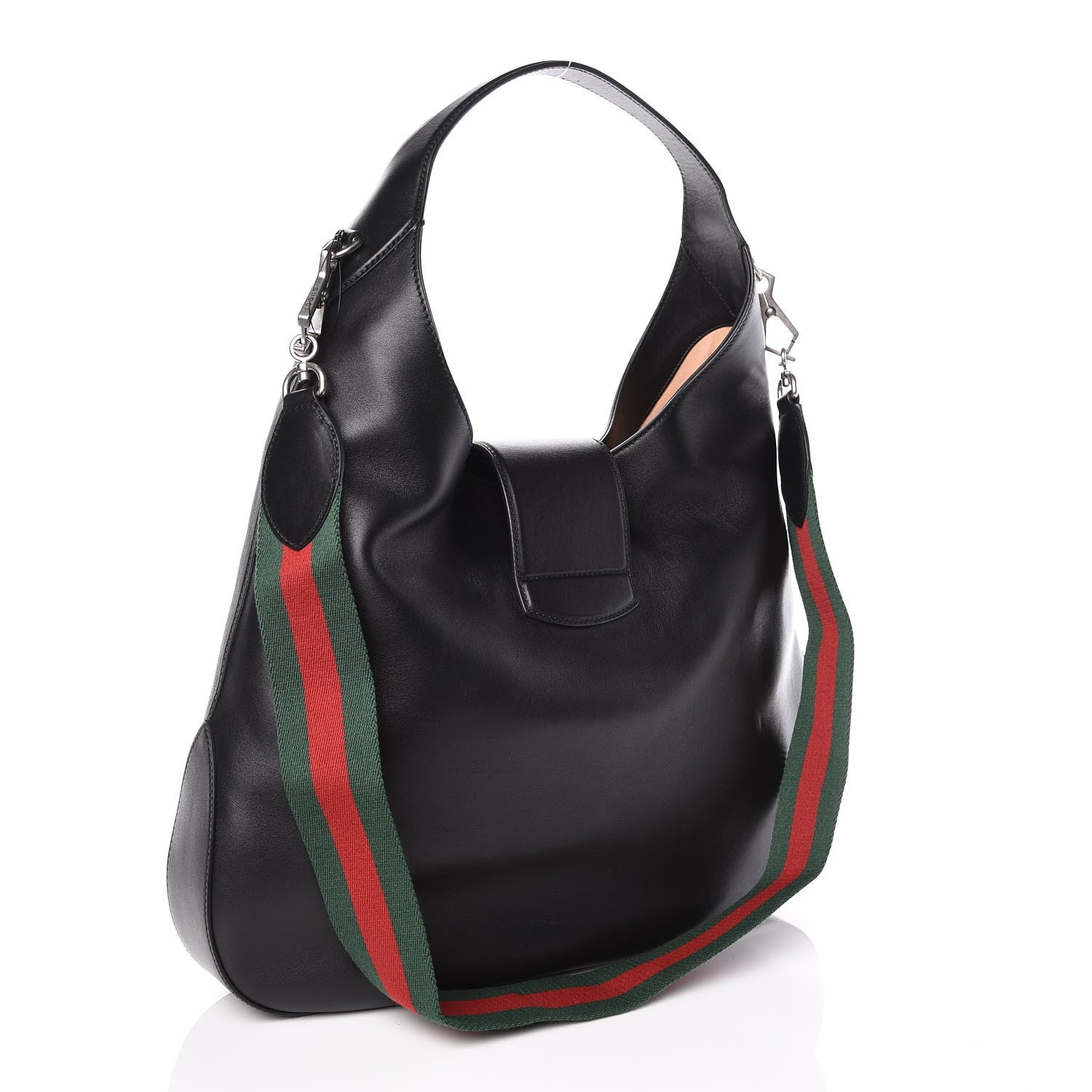 Gucci Calfskin Web Dog Embroidered Large Dionysus Hobo Black 4 of 10
