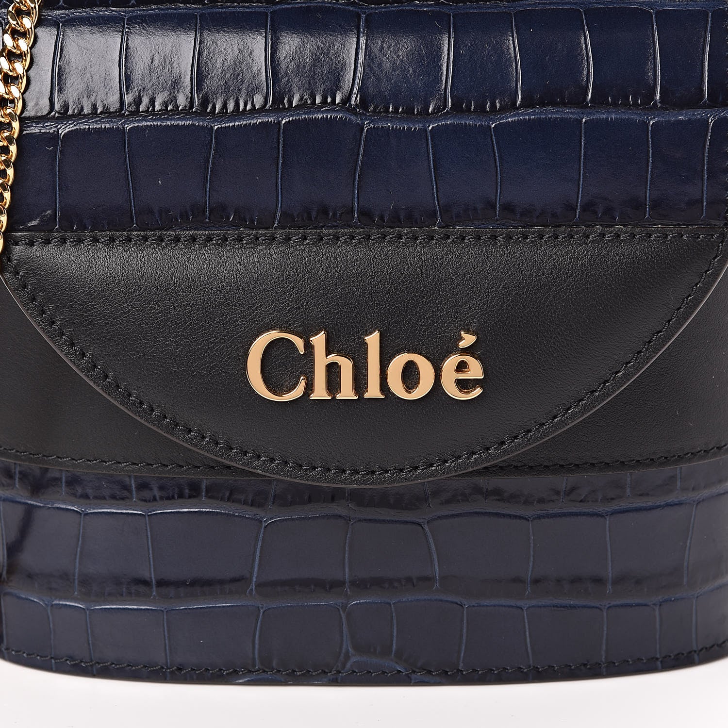 Chloe Calfskin Crocodile Embossed Small Aby Lock Full Blue 9 of 9