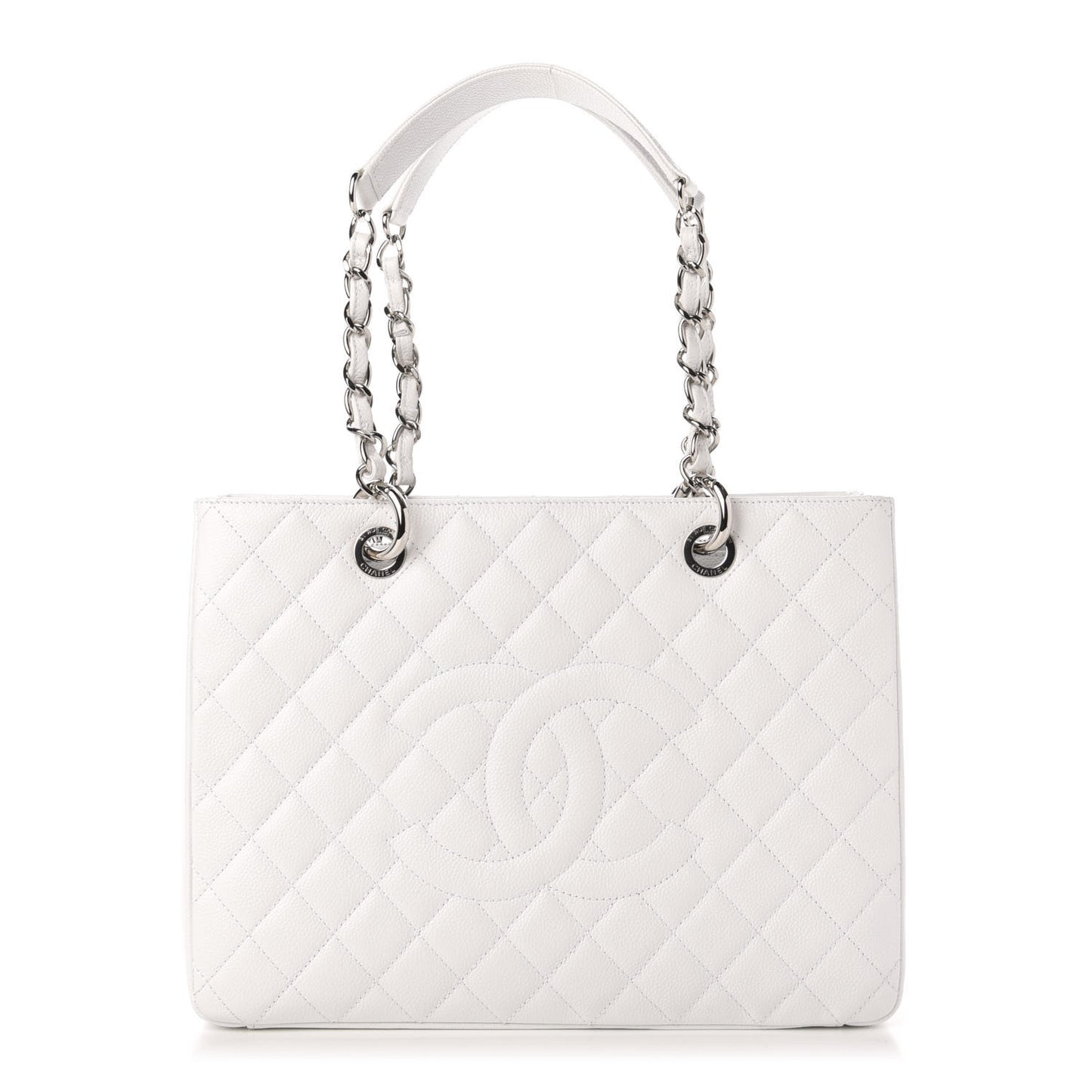 Caviar Quilted Grand Shopping Tote GST White