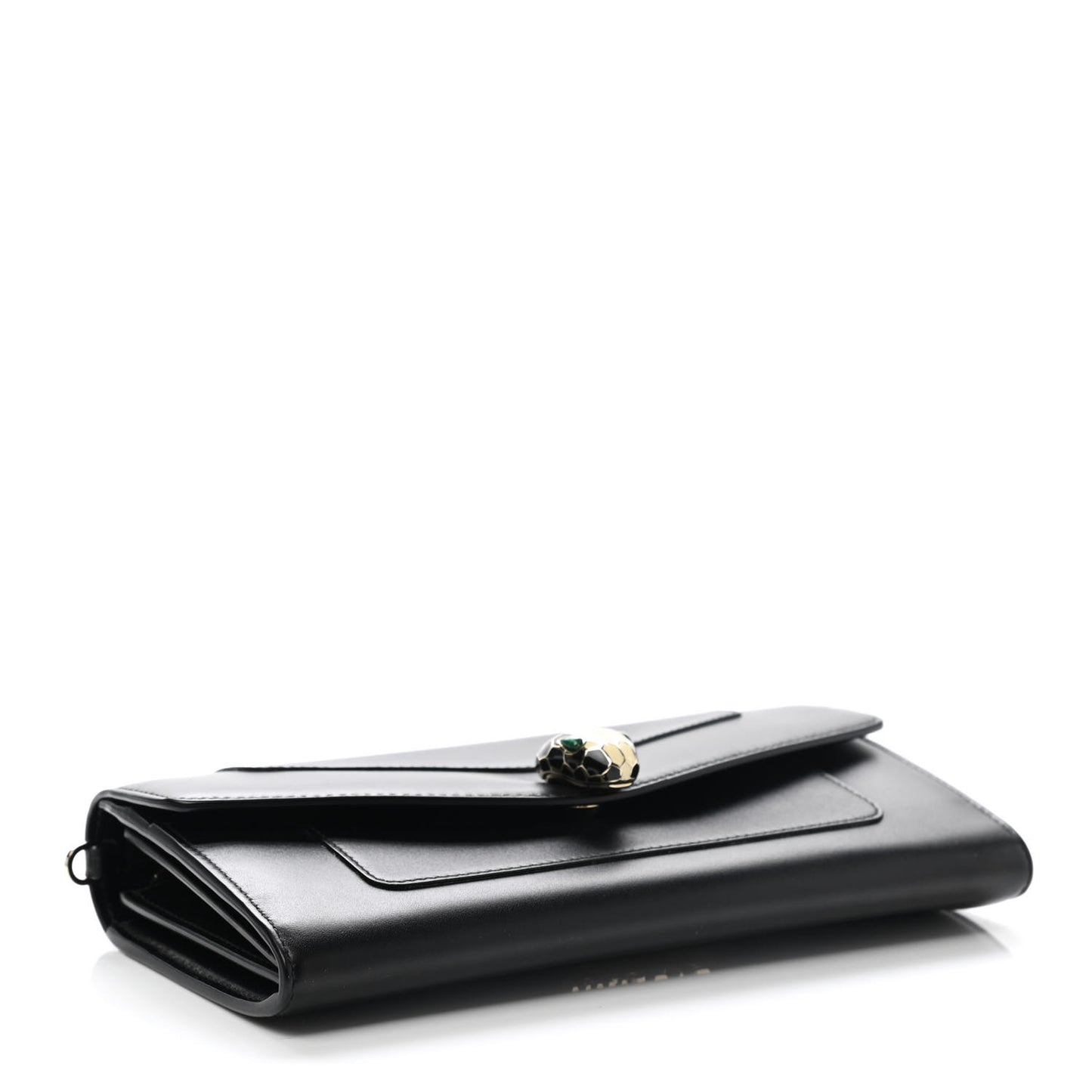 Calfskin Serpenti Forever Chain Wallet Black