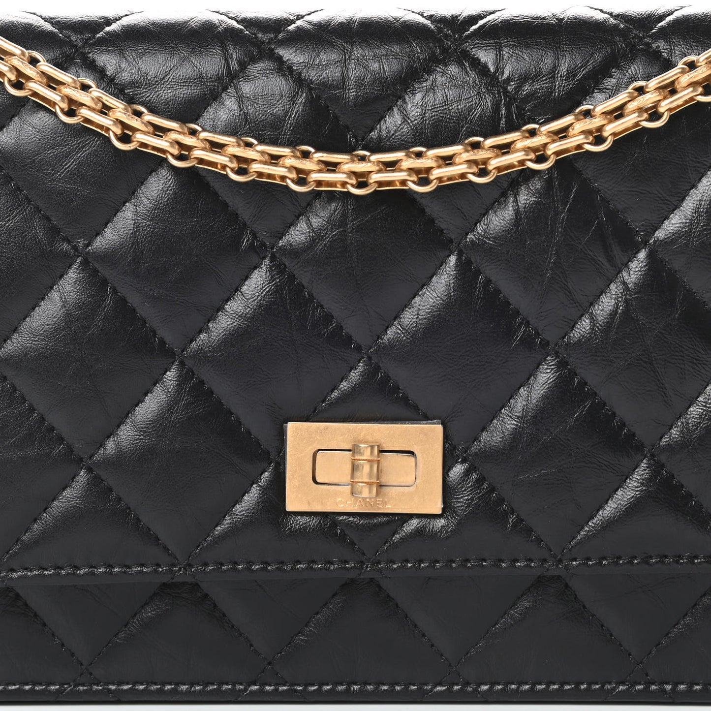 Aged Calfskin Quilted Reissue Wallet On Chain WOC Black