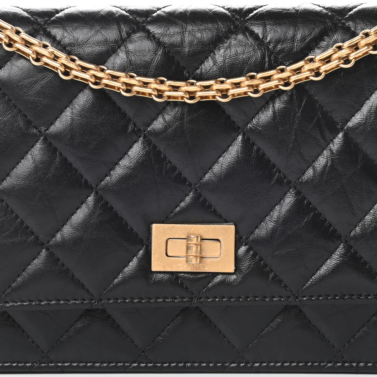 Chanel Aged Calfskin Quilted Reissue Wallet On Chain WOC Black 9 of 14