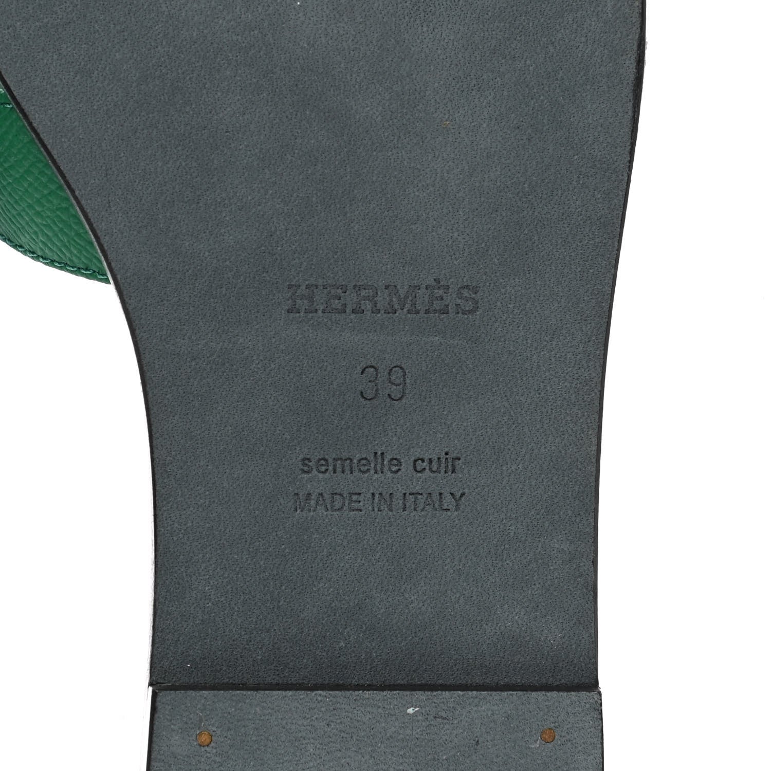 Hermes Epsom Oran Sandals 39 Vert Emeraude 6 of 9