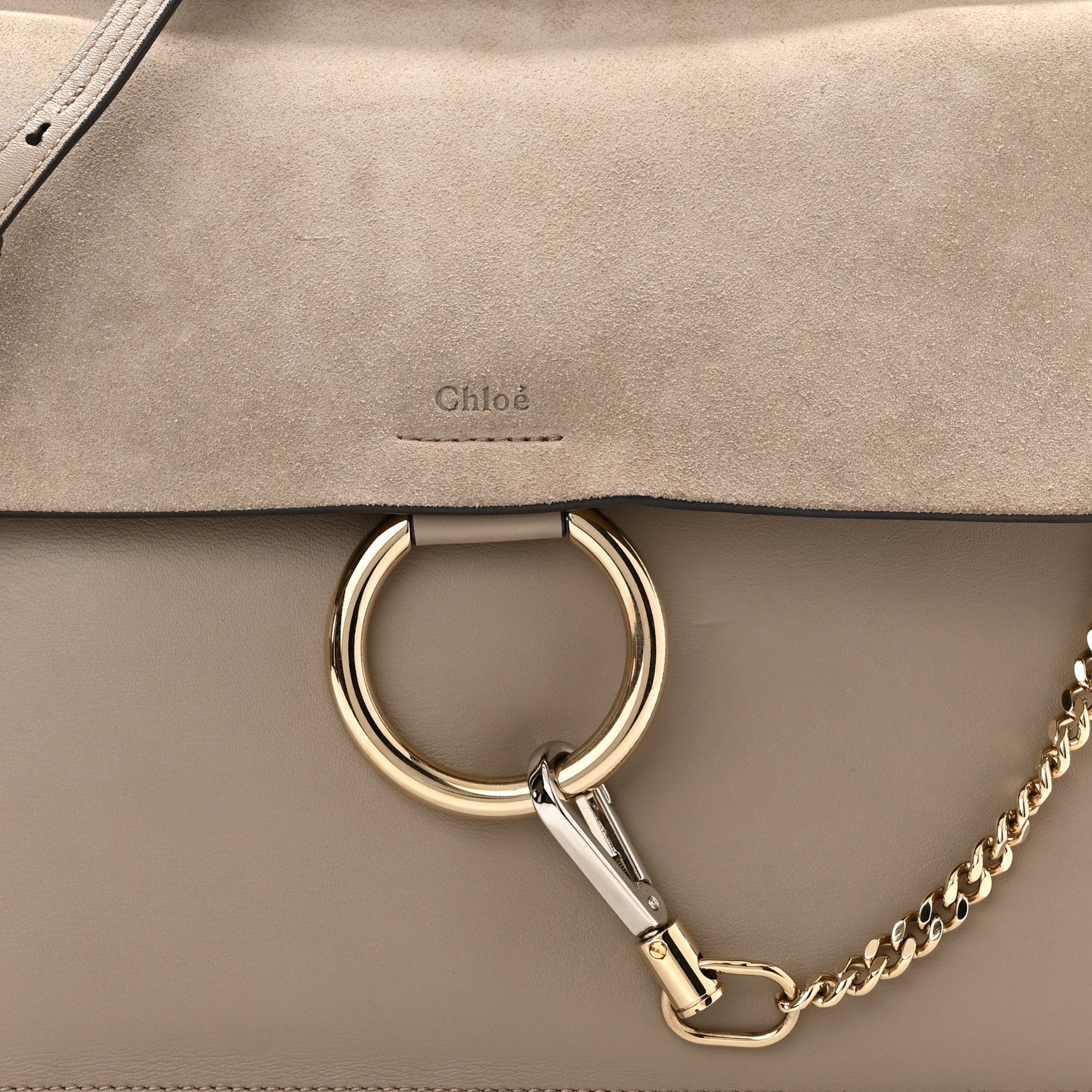 Chloe Calfskin Suede Medium Faye Shoulder Bag Motty Grey 7 of 10