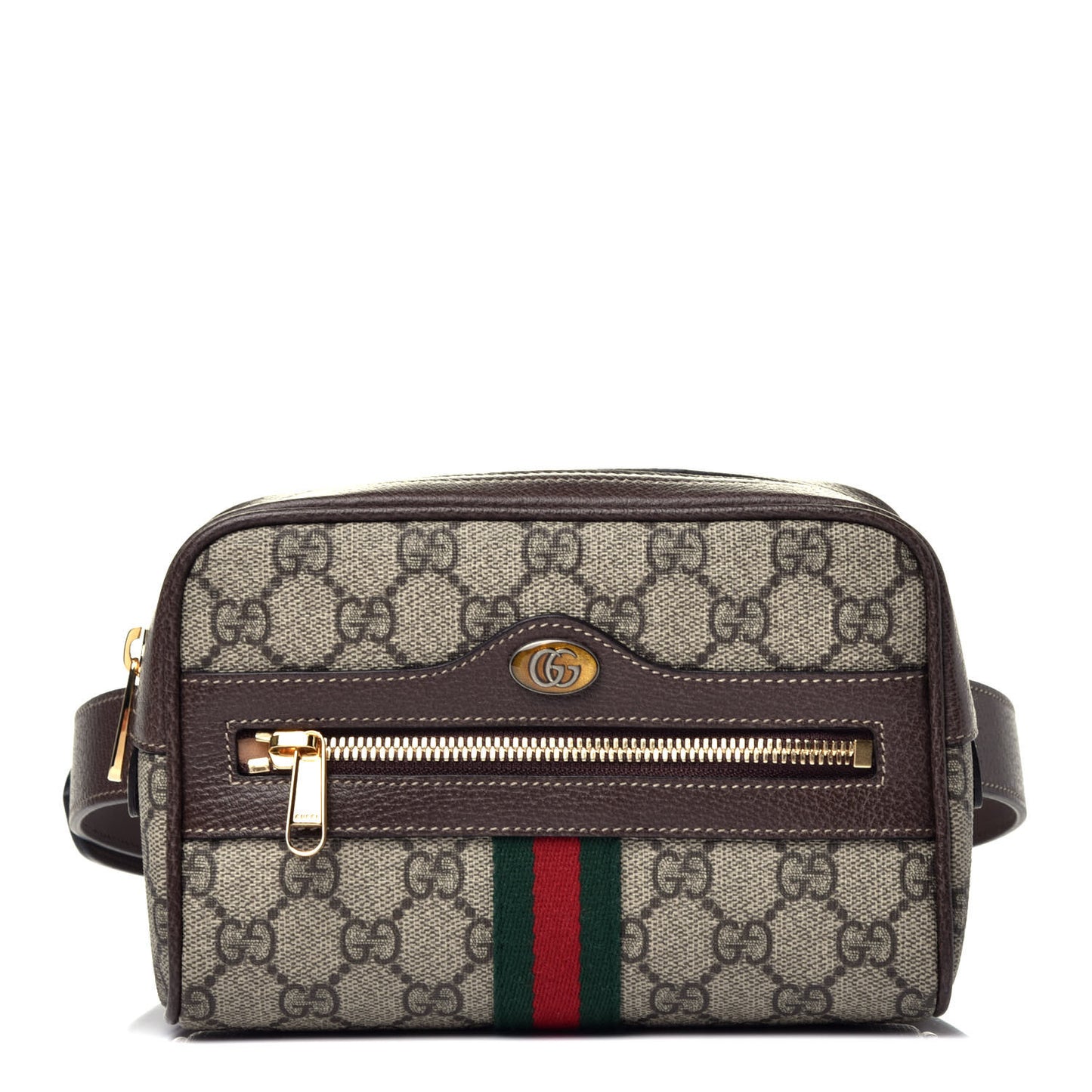 GG Supreme Monogram Web Small Ophidia Belt Bag 85 34 Dark Brown