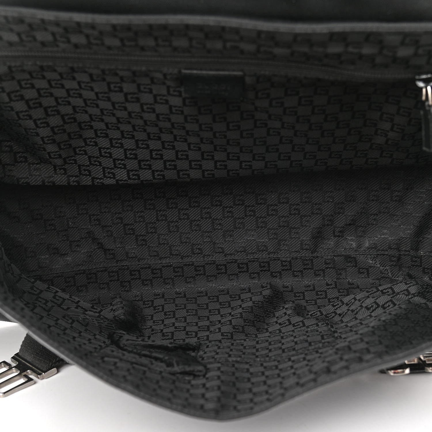 Gucci Canvas Double Buckle Flap Messenger Bag Black 5 of 11
