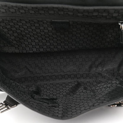 Gucci Canvas Double Buckle Flap Messenger Bag Black 5 of 11