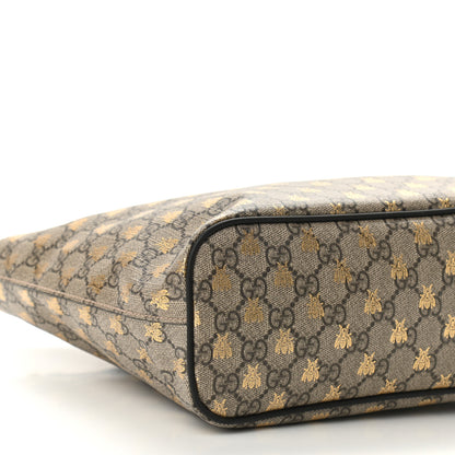 Gucci Soft GG Supreme Monogram Bees Small Crossbody Tote Beige Oro Black 8 of 9