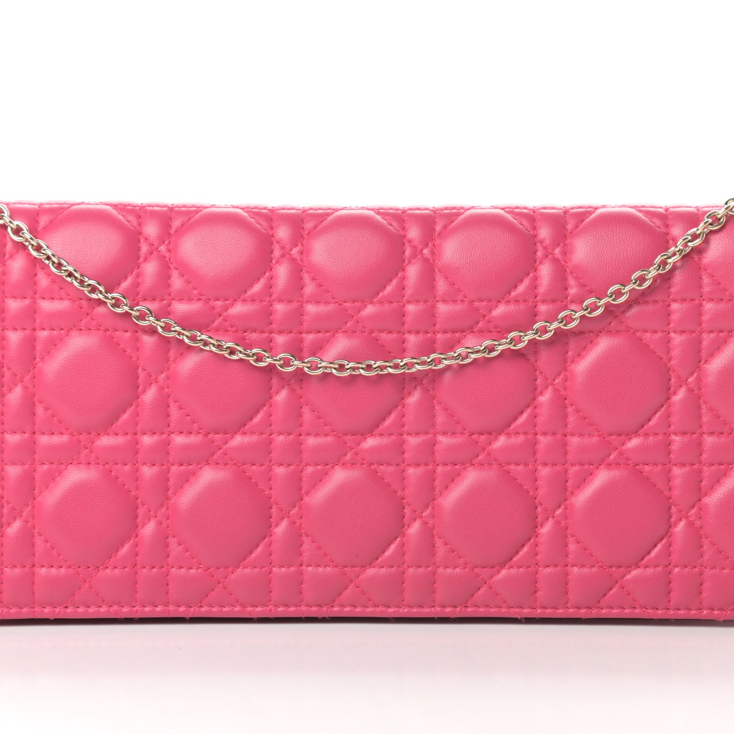 Lambskin Cannage Lady Dior Convertible Clutch Fuchsia