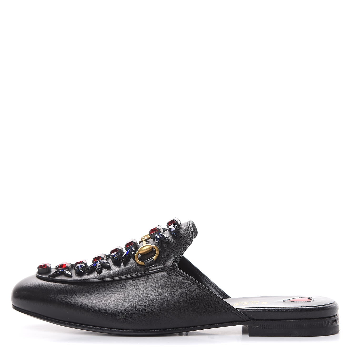 Gucci Malaga Kid Crystal Embroidered Womens Princetown Slippers 36.5 Black 1 of 10