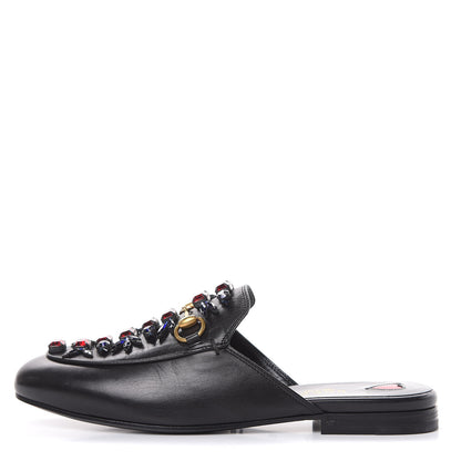 Gucci Malaga Kid Crystal Embroidered Womens Princetown Slippers 36.5 Black 1 of 10