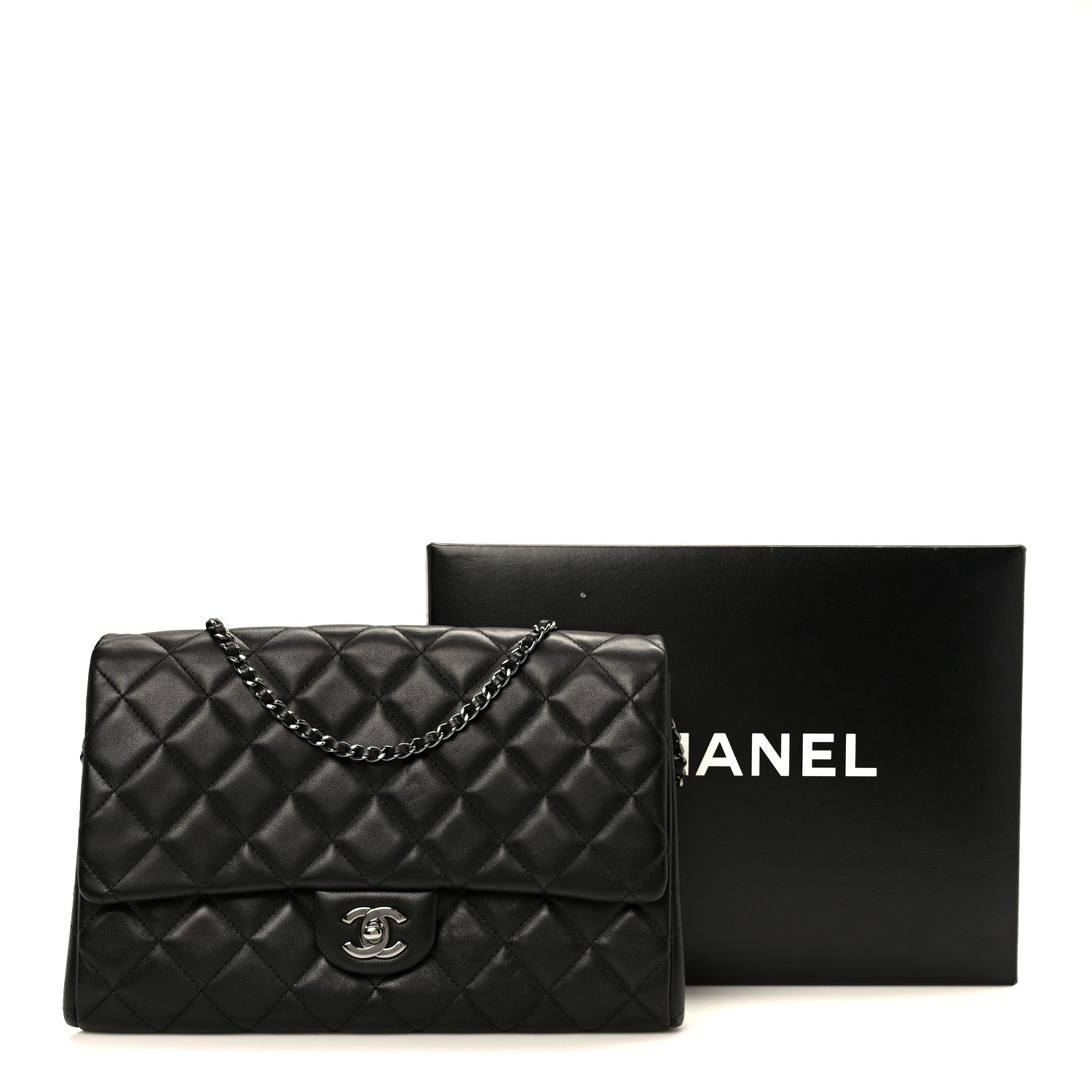 Chanel Lambskin Quilted Clutch With Chain Flap Black 12 of 12