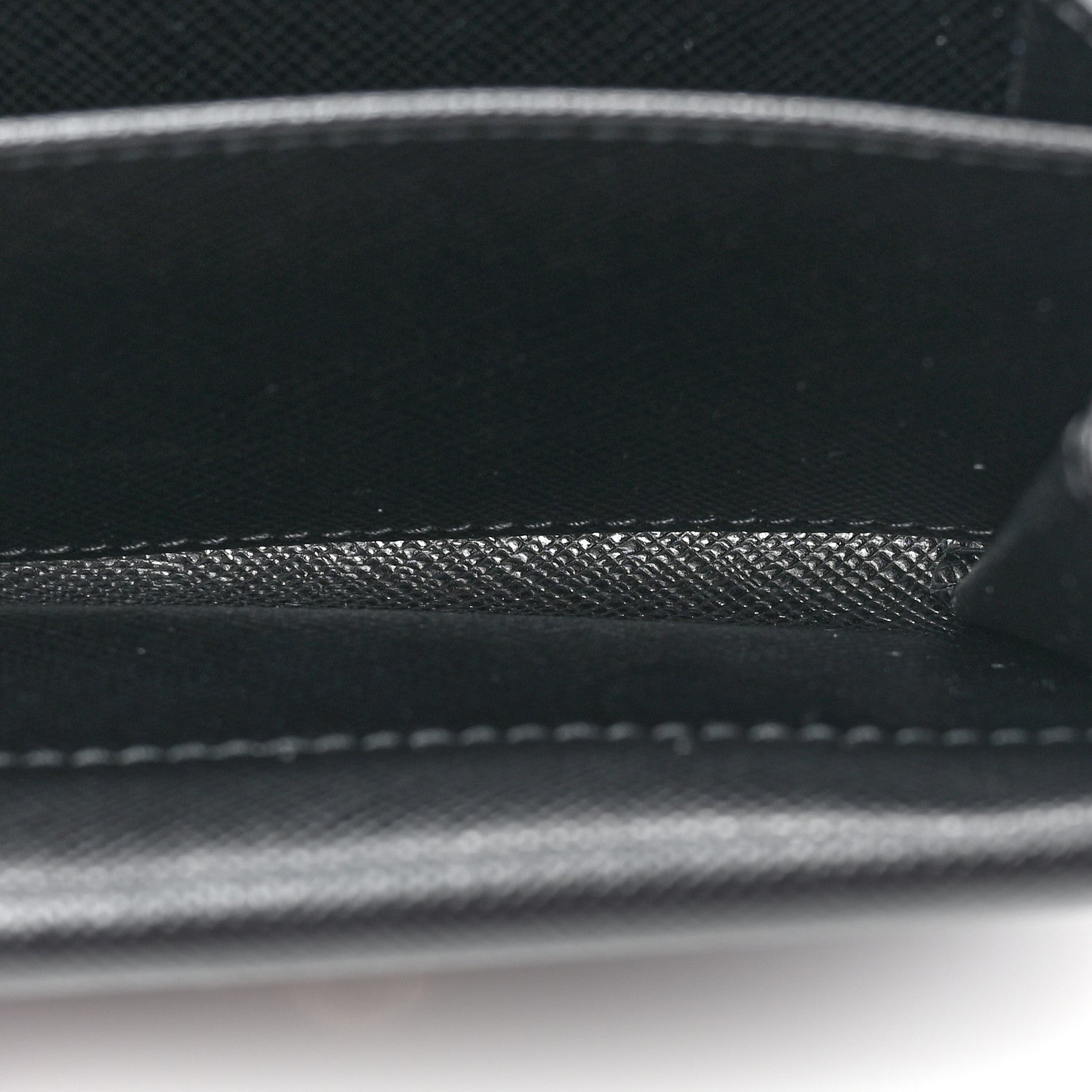 Prada Saffiano Foldover Card Holder Wallet Black 5 of 12