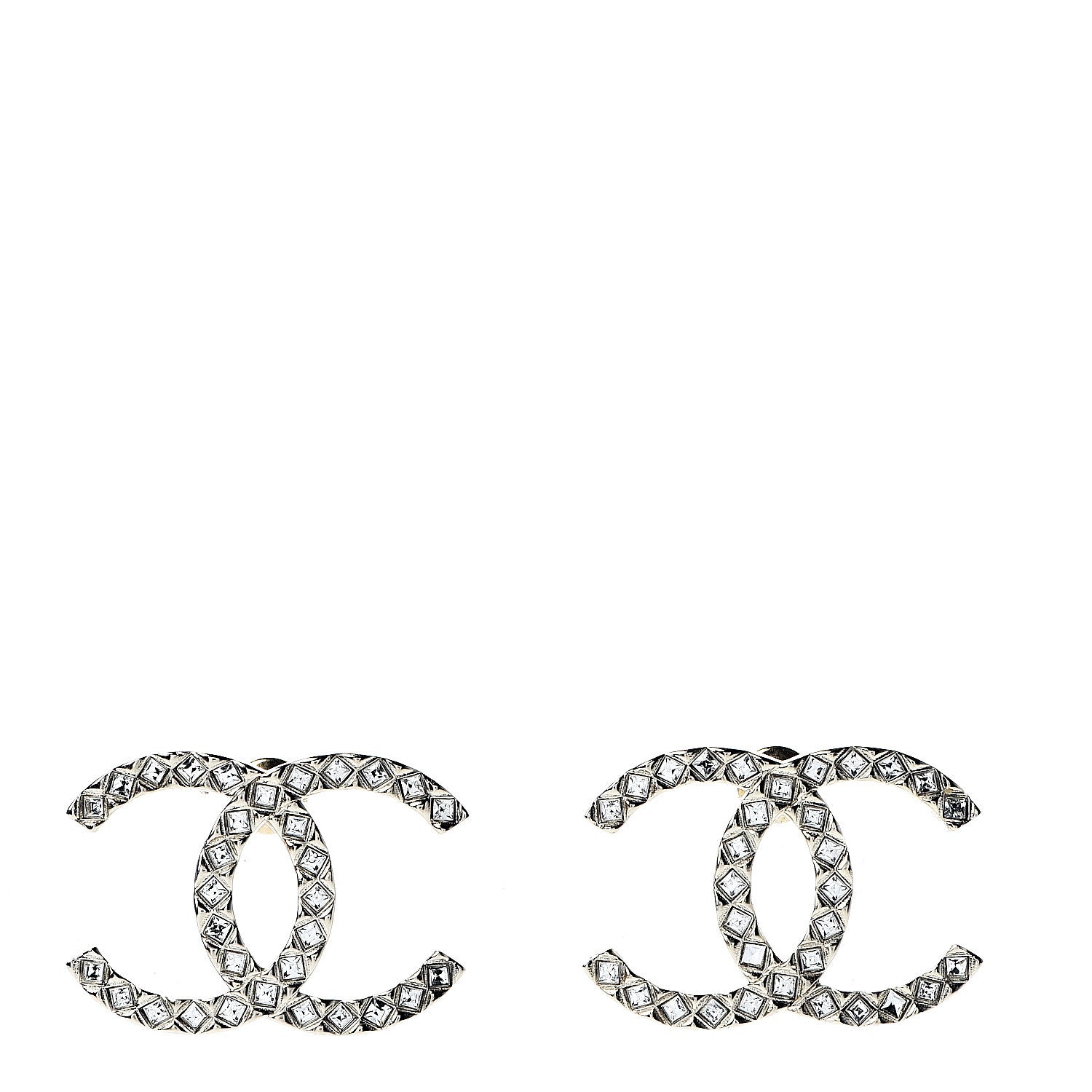 Chanel Crystal CC Large Stud Earrings Gold 1 of 5