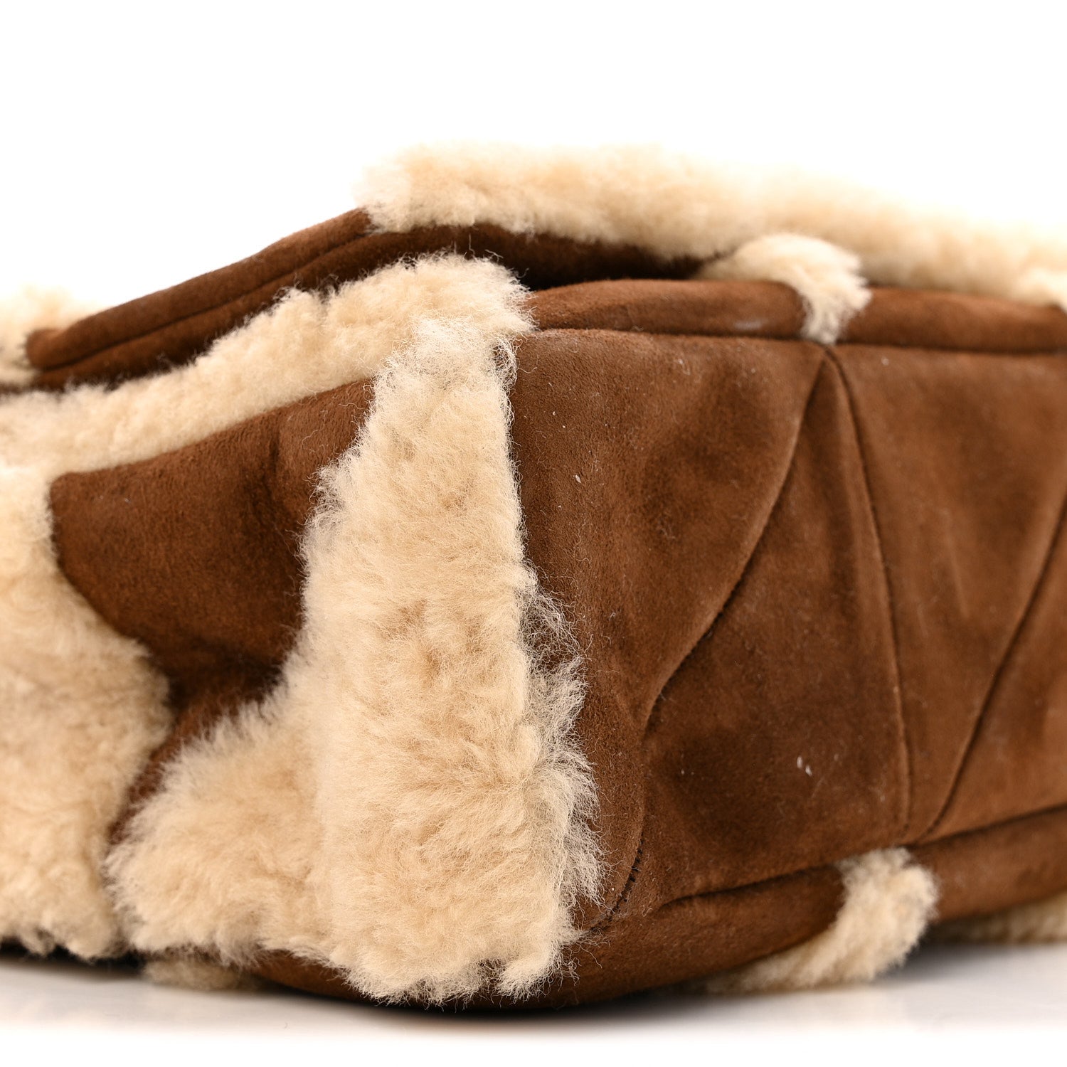 Saint Laurent Suede Shearling Patchwork Monogram Medium Jamie Brown Beige 8 of 11