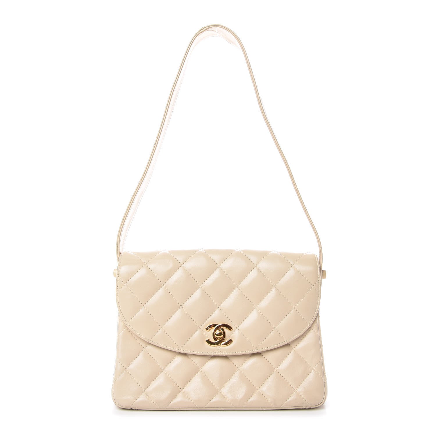 Chanel Lambskin Quilted Small Single Flap Beige Clair 1 of 15