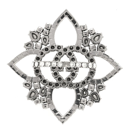 Gucci Metal Crystal Interlocking G Flower Ring M Silver 3 of 5